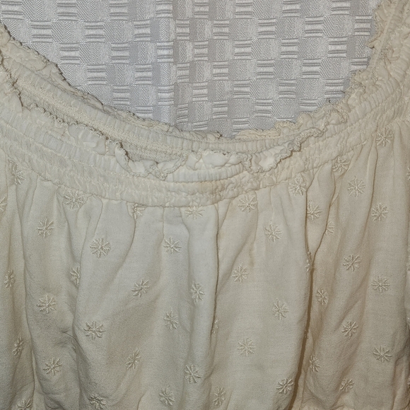 Ruffle Sleeve Milkmaid Cream Colored Mink Dress Women's CottageCore Puff Sleeve - Picture 3 of 8